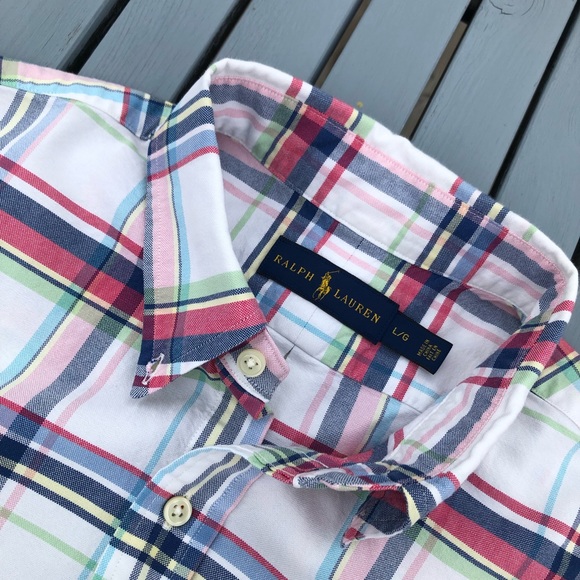 POLO RALPH LAUREN SHORT SLEEVE PLAID OXFORD - Picture 3 of 6